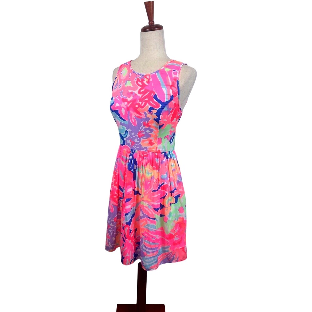 Lilly Pulitzer Pink Multi Floral Sleeveless Fit-and-Flare Dress